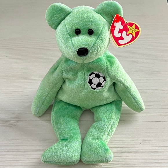 Kicks Beanie Baby Soccer Bear and His Pal Curly - Picture 2 of 3